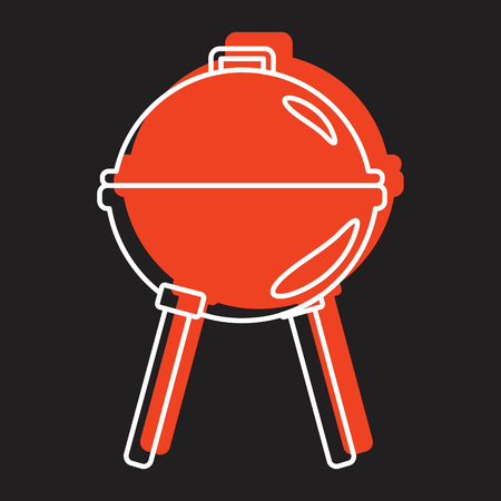 Barbecue grill in line with color silhouette style icon vector illustration for design and web isolated on black background. Barbecue grill vector object for labelsのイラスト素材