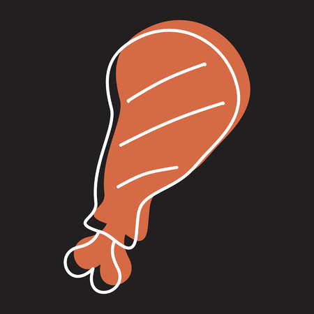 Chicken thighs grill in line with color silhouette style icon vector illustration for design and web isolated on black background. Chicken thighs grill vector object for labelsのイラスト素材