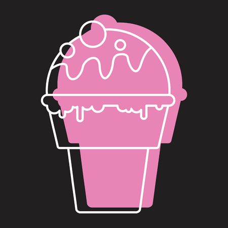 Ice cream doodle icon vector illustration for design and web isolated on black background. Ice cream vector object for labels logos and advertisingのイラスト素材