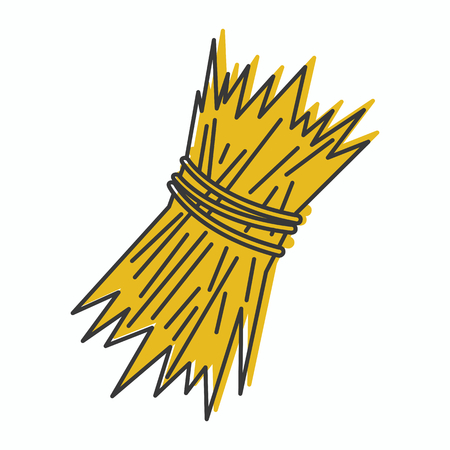 Sheaf of wheat icon in doodle style vector illustration for design and web isolated on white background. Sheaf of wheat vector object for labels and advertisingのイラスト素材