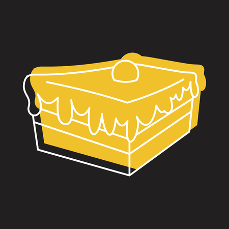 Tasty cake icon in doodle style vector illustration for design and web isolated on black background. Tasty cake vector object for labels and advertising.のイラスト素材