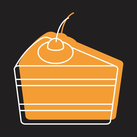 Fruit cake icon in doodle style vector illustration for design and web isolated on black background. Fruit cake vector object for labels and advertising.のイラスト素材