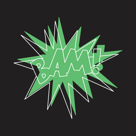 Comic bubble speech icon in doodle style vector illustration for design and web isolated on black background. Comic bubble speech vector object for labels and advertising.のイラスト素材