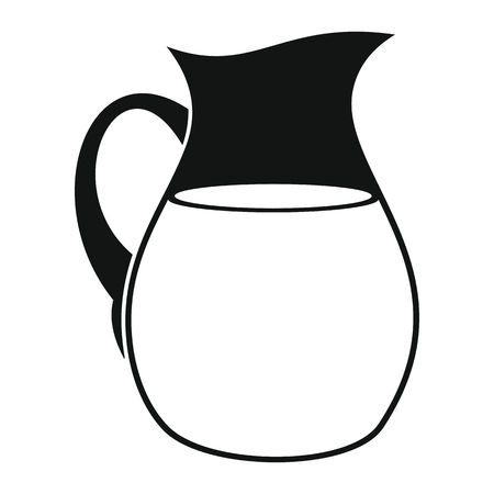Jug of milk icon in black simple silhouette style vector illustration for design and web isolated on white background. Jug of milk vector object for label and advertising.のイラスト素材