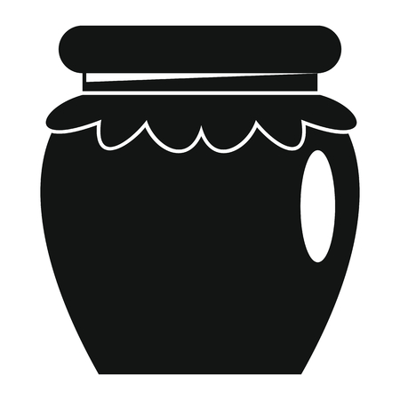 Jar of jam icon in black simple silhouette style vector illustration for design and web isolated on white background. Jar of jam vector object for label and advertising.のイラスト素材