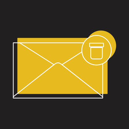 Mail trash bin icon in doodle style vector illustration for design and web isolated on black background. Mail trash bin vector object for label and advertising.のイラスト素材