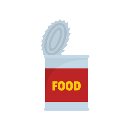 Food tin can icon. Flat illustration of Food tin can vector icon for web isolated on white backgroundのイラスト素材