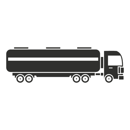 Black silhouette illustration of petrol truck vector icon for webのイラスト素材