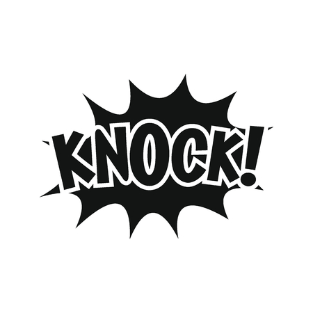 Comic speech bubble with expression text KNOCK. Comic speech bubble black simple silhouette vector illustration for games, cartoon, animation and webのイラスト素材