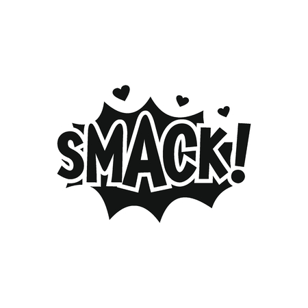 Comic speech bubble with expression text SMACK. Comic speech bubble black simple silhouette vector illustration for games, cartoon, animation and webのイラスト素材