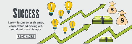 Business success horizontal banner. Business success vector illustration in flat style for webのイラスト素材