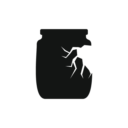 Glass broken jar silhouette icon. Vector illustration.のイラスト素材
