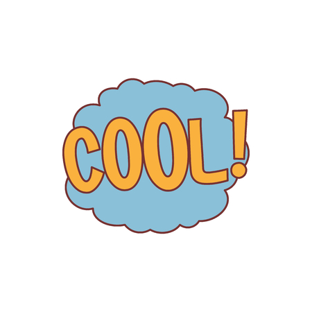 Comic speech bubble with expression text COOL. Comic speech bubble color cartoon vector illustration for games, cartoon, animation and webのイラスト素材