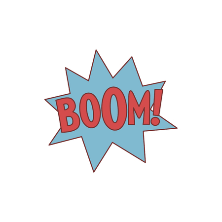 Comic speech bubble with expression text BOOM. Comic speech bubble color cartoon vector illustration for games, cartoon, animation and webのイラスト素材