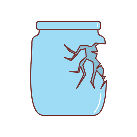 Broken glass jar icon. Cartoon broken glass isolated on white background.のイラスト素材