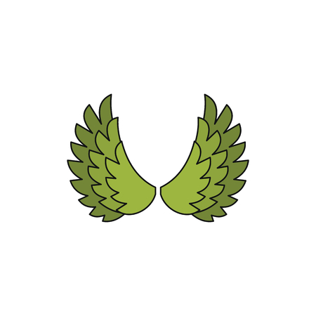 Green dragon wing cartoon icon for your design labels wing graphic and vector illustrationのイラスト素材