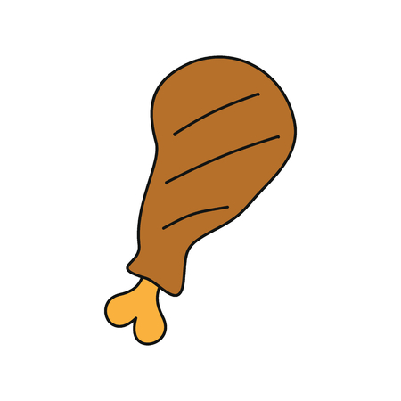 BBQ chicken leg grill cartoon icon. Vector illustration of chicken leg grill isolated on white backgroundのイラスト素材