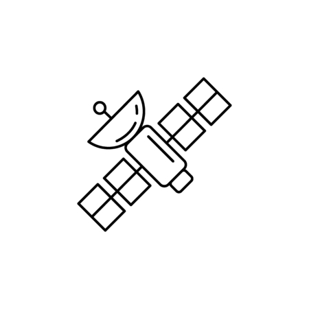 Science Satellite icon in line style. Space illustration with science Satellite in white background. Element for space design. Science space object.のイラスト素材