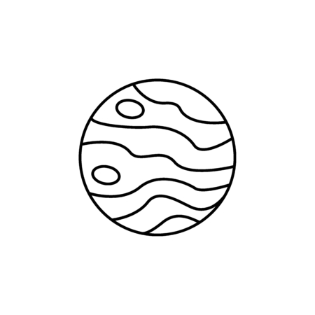Planet icon in line style. Space illustration with Jupiter planet in white background. Element for space design. Science space object.のイラスト素材