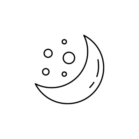 Moon and stars icon in line style. Space illustration with Moon in white background. Element for space design. Science space object.のイラスト素材