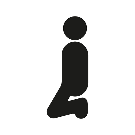 Karate silhouette icon. Vector black object in simple silhouette style with real karate pose on white background.のイラスト素材