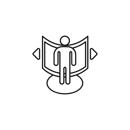 virtual reality outline icon. Man in virtual reality vector illustration on white background. Element for Virtual reality design and webのイラスト素材