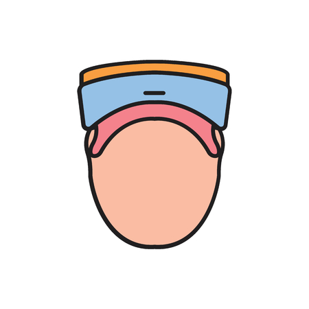 Virtual reality helmet cartoon icon. Headset virtual reality vector illustration on white background. Element for Virtual reality design and webのイラスト素材