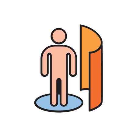 virtual reality cartoon icon. Man in virtual reality vector illustration on white background. Element for Virtual reality design and webのイラスト素材