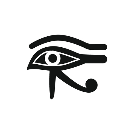 Egyptian eye icon in silhouette style. Egypt horus eye object vector illustration isolated on white background.のイラスト素材