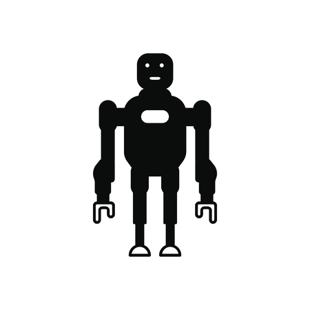 Robot icon. Silhouette illustration of smart Robotのイラスト素材