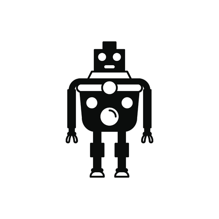 Robot icon. Silhouette illustration of smart Robotのイラスト素材