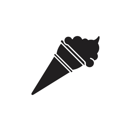 Ice cream icon. Silhouette illustration of Ice cream in cone vector icon for web and advertisingのイラスト素材