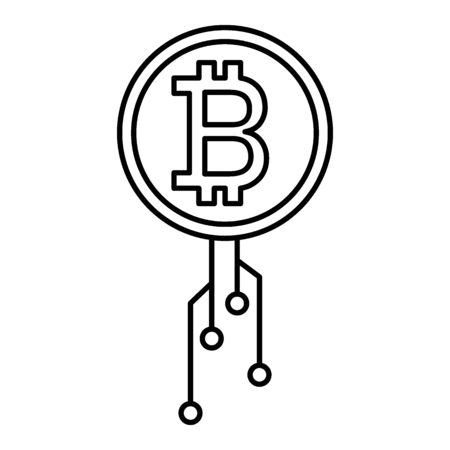 Bitcoin icon. Outline illustration of Bitcoin vector icon for web and advertisingのイラスト素材