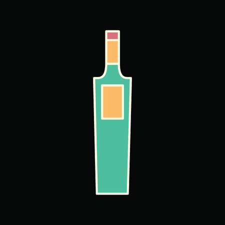 Wine bottle icon. Cartoon Wine bottle vector icon for web design isolated on black backgroundのイラスト素材