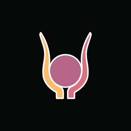 Egyptian god symbol icon in cartoon style. Egyptian god symbol object vector illustration isolated on black background. Element of Egyptian culture and traditionのイラスト素材