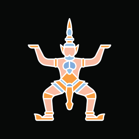 Cartoon giant statue vector icon for web design isolated on black background.のイラスト素材