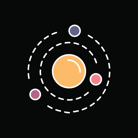 Solar system icon. Cartoon Solar system vector icon for web design isolated on black backgroundのイラスト素材