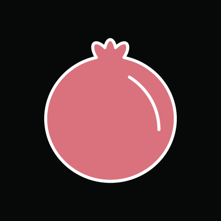 Pomegranate icon. Cartoon Pomegranate vector icon for web design isolated on black backgroundのイラスト素材