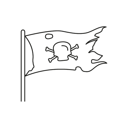 Pirate flag icon. Outline pirate flag vector icon for web design isolated on white backgroundのイラスト素材