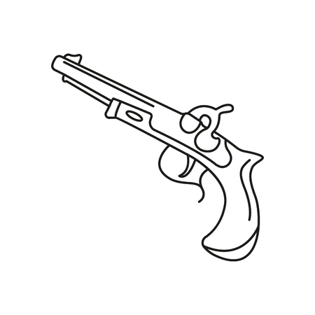 Pirate pistol icon. Outline pirate pistol vector icon for web design isolated on white backgroundのイラスト素材