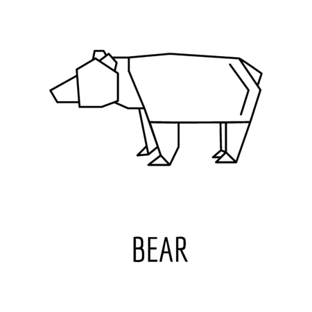 Origami bear icon. Outline Origami bear vector icon for web design isolated on white backgroundのイラスト素材