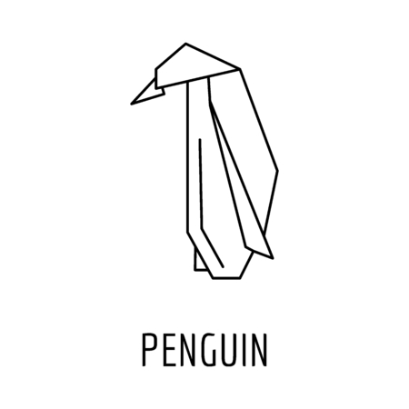 Origami penguin icon. Outline Origami penguin vector icon for web design isolated on white backgroundのイラスト素材