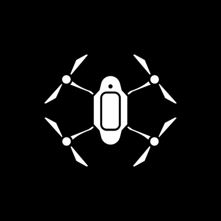 Aerial gadget icon. Silhouette vector icon for web design isolated on black background
