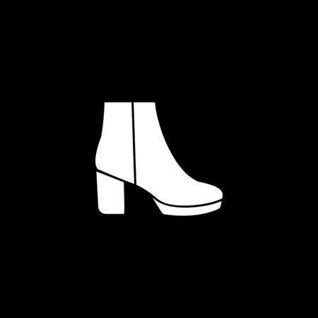 High woman boot icon. Silhouette High woman boot vector icon for web design isolated on black backgroundのイラスト素材