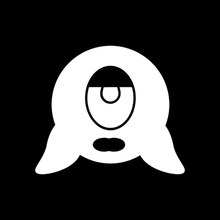 Alien icon. Silhouette Alien vector icon for web design isolated on black backgroundのイラスト素材