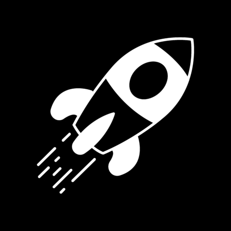 Spaceship icon. Silhouette Spaceship vector icon for web design isolated on black background