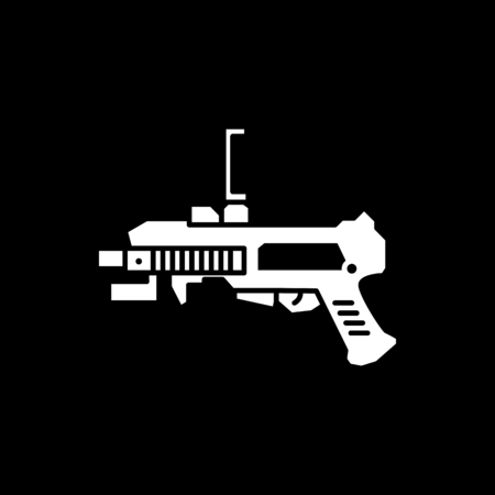 Virtual reality gun icon. Silhouette Virtual reality gun vector icon for web design isolated on black backgroundのイラスト素材