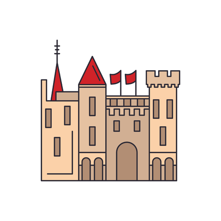 Castle icon. Cartoon castle vector icon for web design isolated on white backgroundのイラスト素材