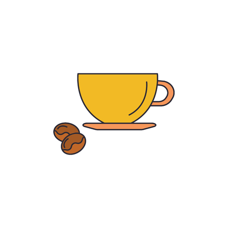Coffee cup icon. Cartoon coffee cup vector icon for web design isolated on white backgroundのイラスト素材