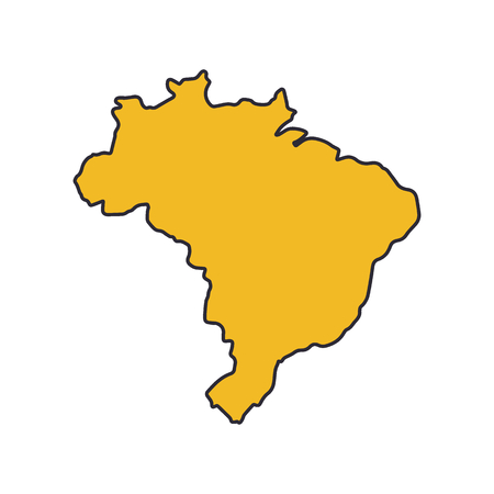 Brazil map icon. Cartoon Brazil map vector icon for web design isolated on white backgroundのイラスト素材